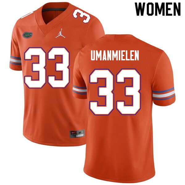Women #33 Princely Umanmielen Florida Gators College Football Jersey Orange